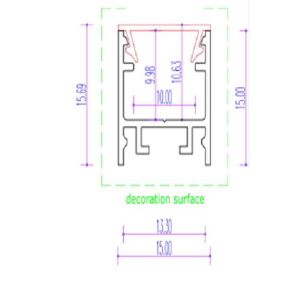 Luksus LED profielen Zwart LED profiel inclusief klikafdekking 15mm x 15,69mm - 302ZWART