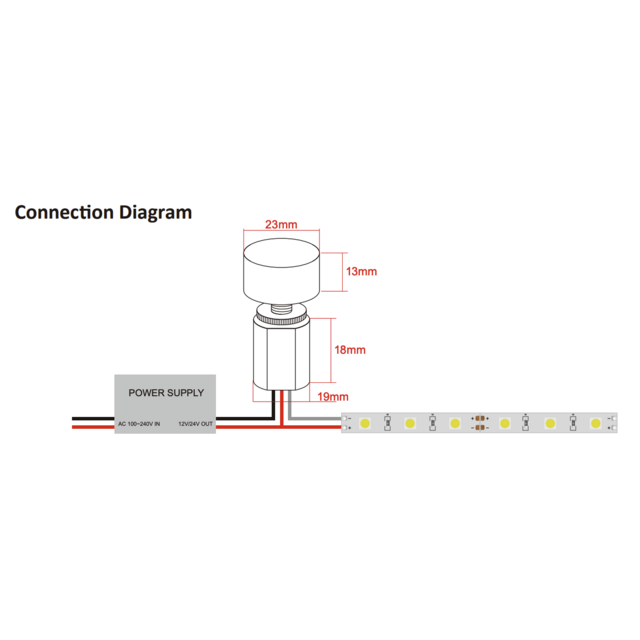 Mini compacte inbouw LED draaidimmer 12 & 24 Volt max 4ampere - SBS002