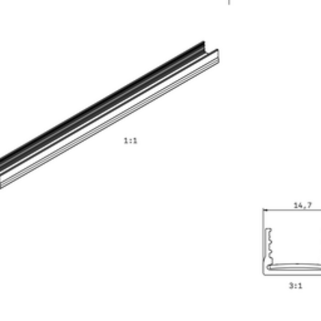 Mini LED rails vierkante vitrine trackrail - MD3 WIT