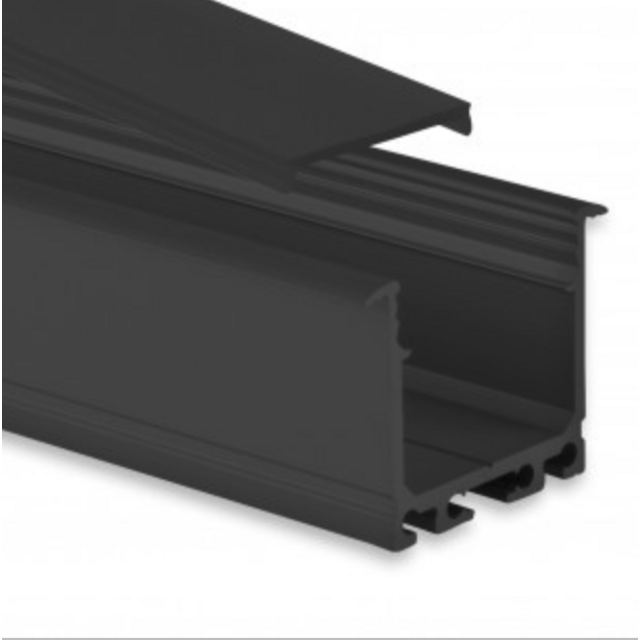 Zwarte LED profiel afdekking 25,80 mm breed - 6 meter - XL04, XL05, XL06 en XL07 serie
