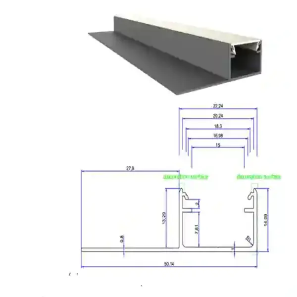 Luksus LED profielen LED gips profiel inclusief klikafdekking  50,14 mm x 14,09mm - GIPS300