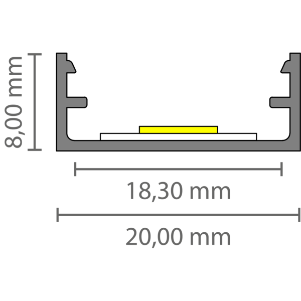 Luksus LED profielen Wit LED profiel inclusief klikafdekking 20.69 x 11.84 mm - 304WIT