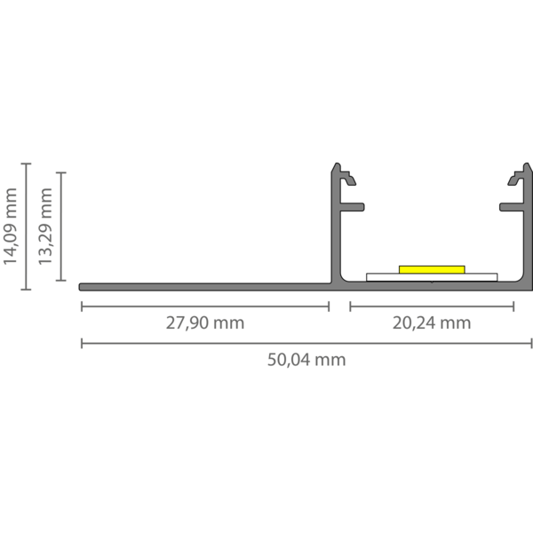 Luksus LED profielen LED gips profiel inclusief afdekking  50,14 mm x 14,09mm - GIPS300