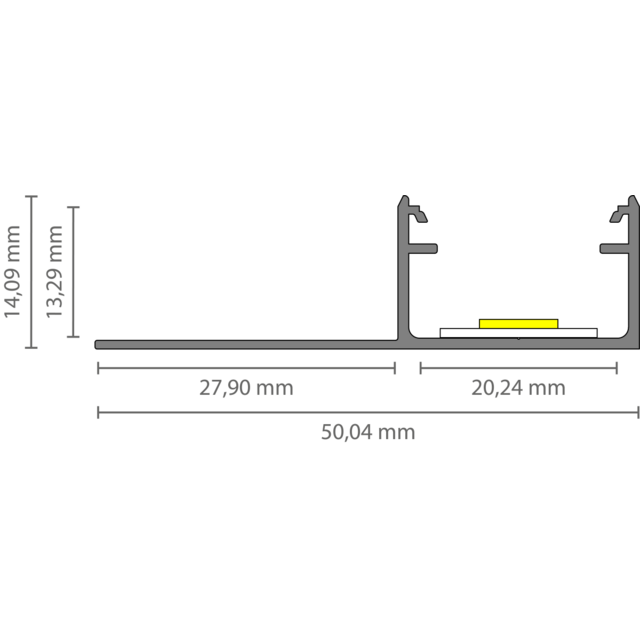LED gips profiel inclusief klikafdekking  50,14 mm x 14,09mm - GIPS300