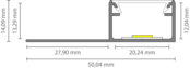 LED gips profiel inclusief klikafdekking  50,14 mm x 14,09mm - GIPS300