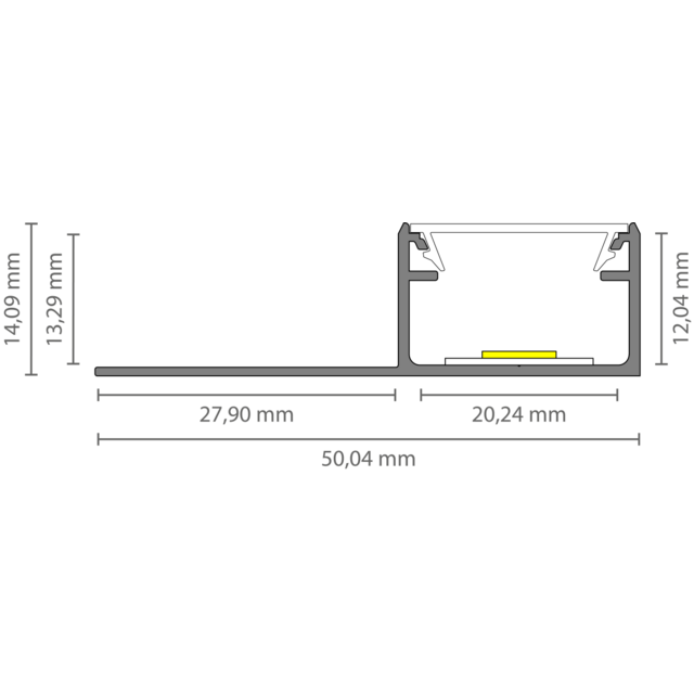 LED gips profiel inclusief klikafdekking  50,14 mm x 14,09mm - GIPS300