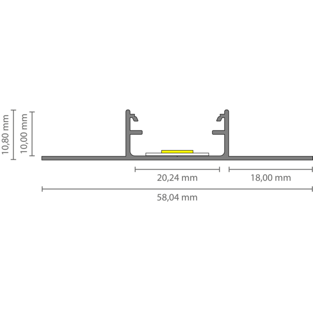 LED tegel en stuc profiel inclusief klikafdekking 58.04mm x 10,8mm - STUC400