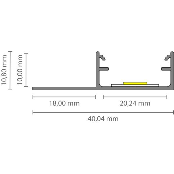 Luksus LED profielen LED tegel en stuc profiel inclusief klikafdekking 40mm x 10,8mm - STUC300