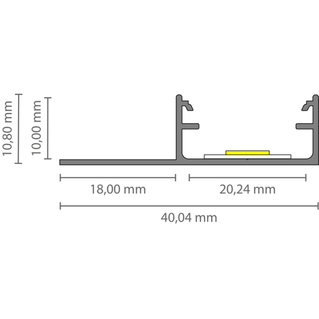 LED tegel en stuc profiel inclusief klikafdekking 40mm x 10,8mm - STUC300