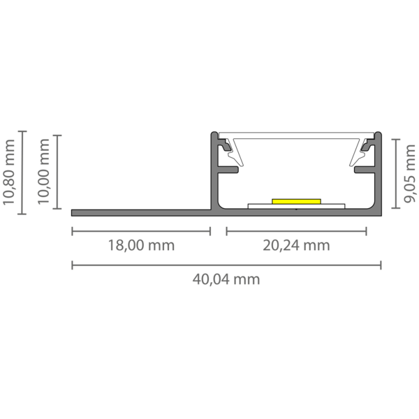 Luksus LED profielen LED tegel en stuc profiel inclusief klikafdekking 40mm x 10,8mm - STUC300