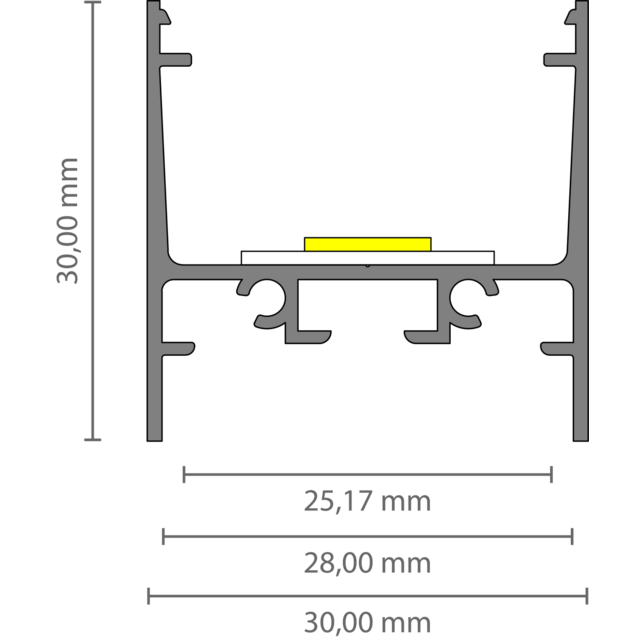 LED profiel inclusief opaal klikafdekking 30 mm x 30,92 mm - XL306ALU