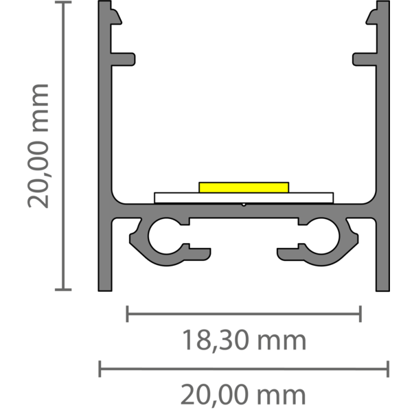 Luksus LED profielen LED profiel inclusief opaal klikafdekking - 20mm x 20mm - 318ALU