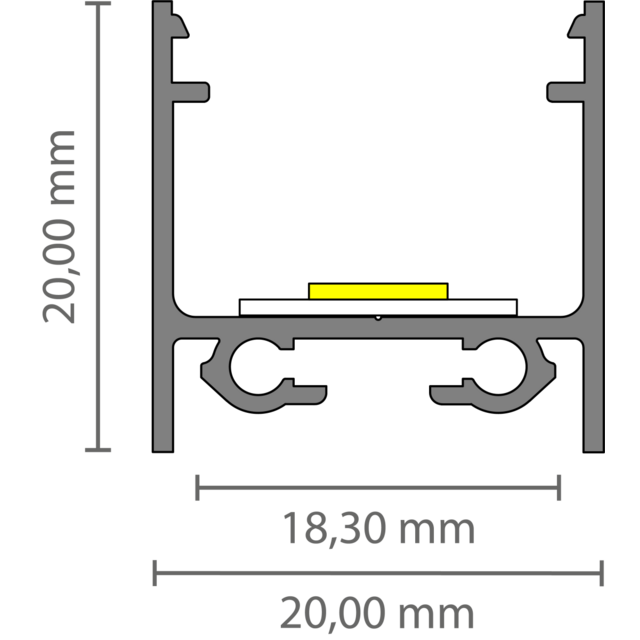 LED profiel inclusief opaal klikafdekking - 20mm x 20mm - 318ALU
