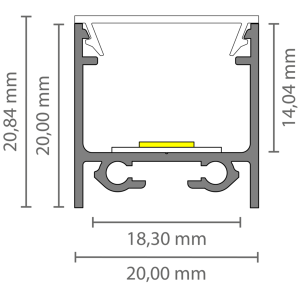 Luksus LED profielen LED profiel inclusief opaal klikafdekking - 20mm x 20mm - 318ALU
