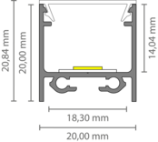 Wit LED profiel inclusief opaal afdekking - 20mm x 20.84mm - 318WIT