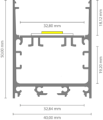 LED profiel inclusief klikafdekking 40mm x 50mm - XL340ALU