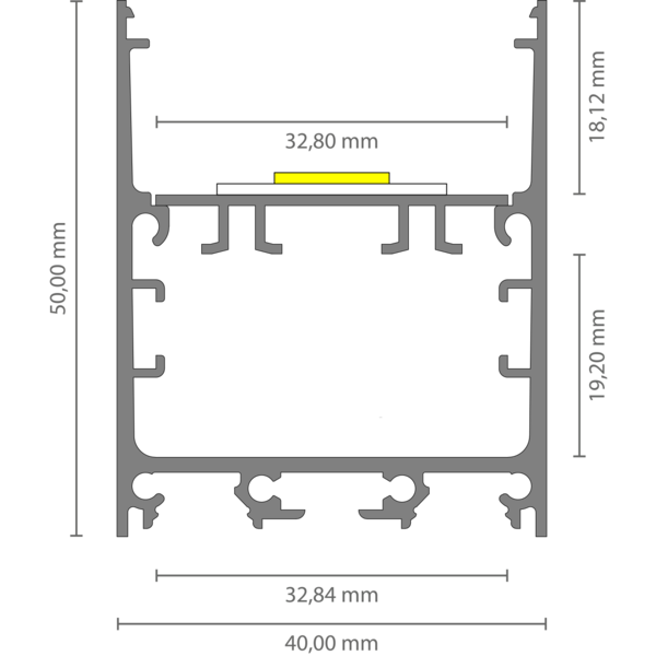Luksus LED profielen LED profiel inclusief klikafdekking 40mm x 50mm - XL340ALU
