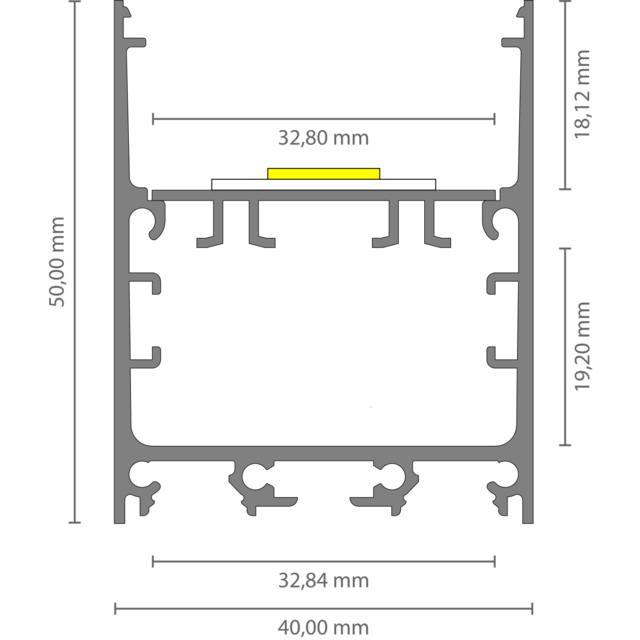 Wit LED profiel inclusief klikafdekking 40mm x 50mm - XL340WIT