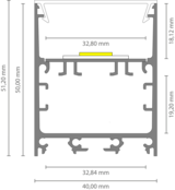 Wit LED profiel inclusief klikafdekking 40mm x 50mm - XL340WIT