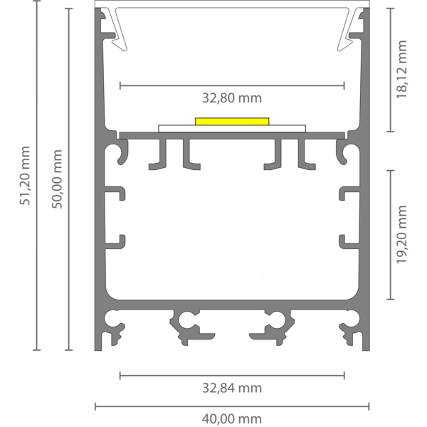 Luksus LED profielen Wit LED profiel inclusief klikafdekking 40mm x 50mm - XL340WIT