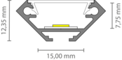 LED hoekprofiel inclusief afdekking 27.05 x 12.35 mm - 323ALU