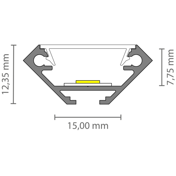 Luksus LED profielen Zwart LED hoekprofiel inclusief afdekking 27.05 x 12.35 mm - 323ZWART