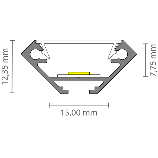 Zwart LED hoekprofiel inclusief afdekking 27.05 x 12.35 mm - 323ZWART