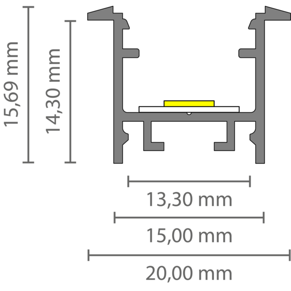 Luksus LED profielen Wit LED inbouw profiel inclusief klikafdekking 15mm x 15.69mm - 303WIT