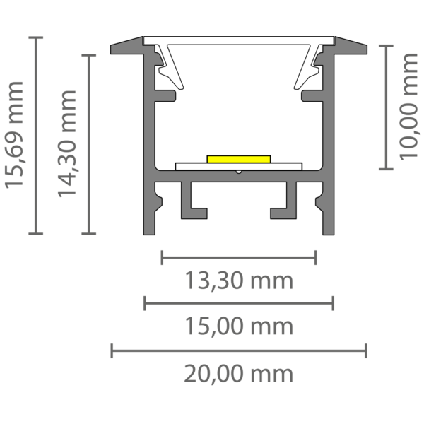 Luksus LED profielen Zwart LED inbouw profiel inclusief klikafdekking 15mm x 15.69mm - 303ZWART