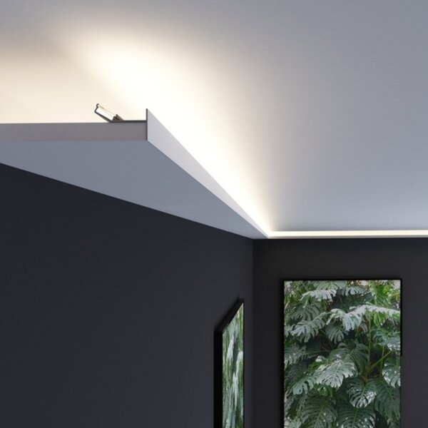 Luksus LED profielen Wit LED gipsplaat plafond inclusief opaal klikafdekking 37 mm x 25,90 mm - PLAFOND12UPWIT