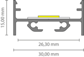 LED profiel inclusief opaal klikafdekking 30 mm x 15 mm - XL304ALU