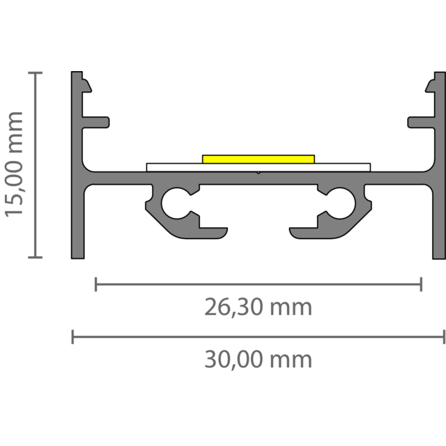 LED profiel inclusief opaal klikafdekking 30 mm x 15 mm - XL304ALU