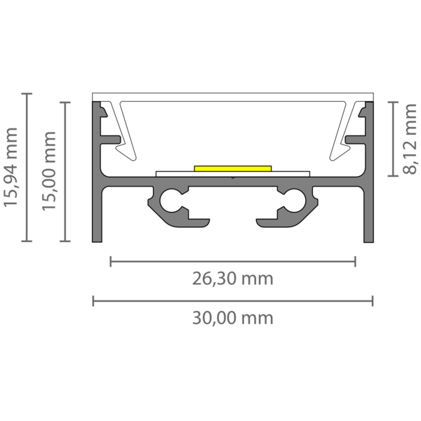 Luksus LED profielen Wit LED profiel inclusief opaal klikafdekking 30 mm x 15 mm - XL304WIT