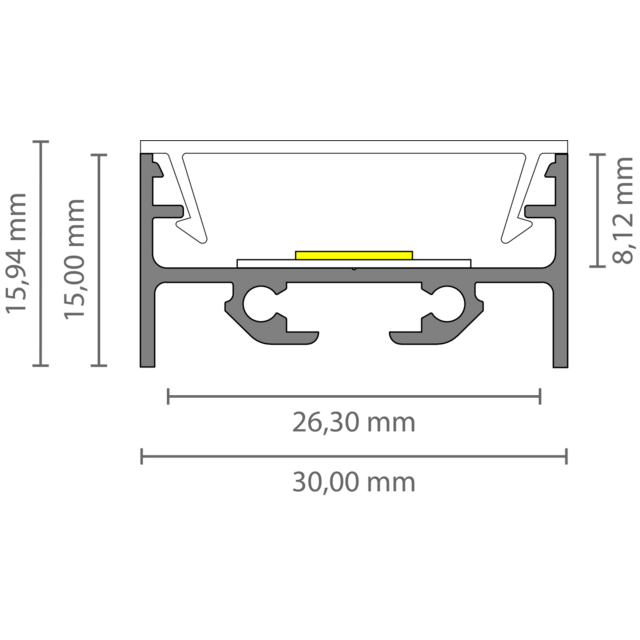 Wit LED profiel inclusief opaal klikafdekking 30 mm x 15 mm - XL304WIT