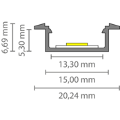 LED inbouw profiel inclusief opaal klikafdekking 15mm x 6mm - 308ALU
