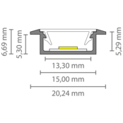 LED inbouw profiel inclusief opaal klikafdekking 15mm x 6mm - 308ALU