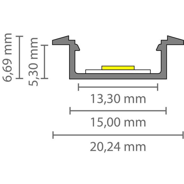 Zwart LED inbouw profiel inclusief klikafdekking 15mm x 6mm - 308ZWART