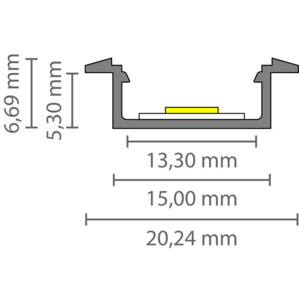 Luksus LED profielen Wit LED inbouw profiel inclusief klikafdekking 15mm x 6mm - 308WIT