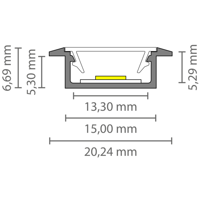 Wit LED inbouw profiel inclusief klikafdekking 15mm x 6mm - 308WIT