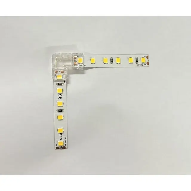 60, 120 LED's 8mm LED strip klik connector hoek - soldeervrij - 90 graden connector