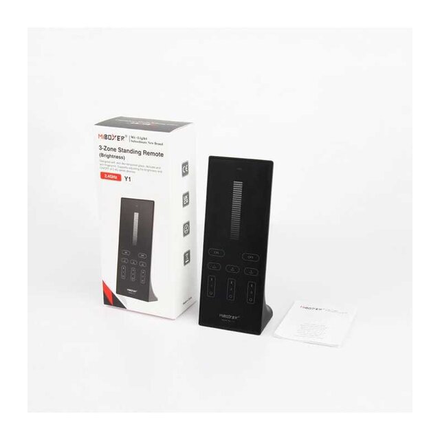 Design LED afstandsbediening tafelmodel + Zwarte wandhouder voor single color LED – 3 zones – Miboxer Y1