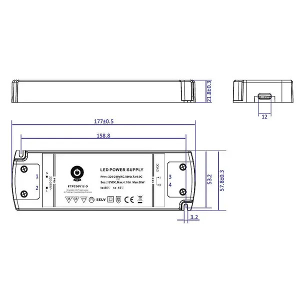 POS Power LED voeding via Profielgigant.nl Compacte LED voeding 75 watt 24 volt 3.13 Ampère - IP20 - FTPC75V24-C (NIET DIMBAAR)