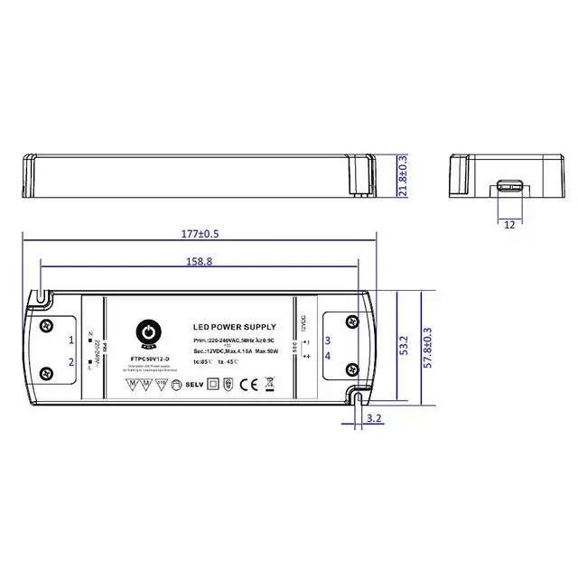 Compacte LED voeding 75 watt 24 volt 3.13 Ampère - IP20 - FTPC75V24-C (NIET DIMBAAR)