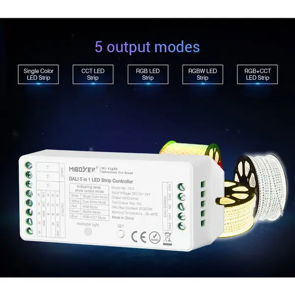 Miboxer DALI LED controller 5 in 1 LED strip controller - MIBOXER DT8 - DLX