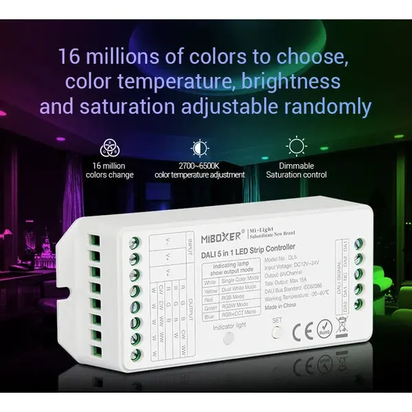 Miboxer DALI LED controller 5 in 1 LED strip controller - MIBOXER DT8 - DLX