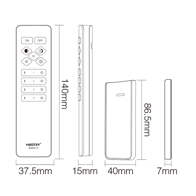 Design afstandsbediening voor CCT / Dual white LED strips - 1 zone - Miboxer C3