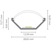 LED hoekprofiel met ronde klikafdekking 28,65 mm x 16,05 mm - C33ALU
