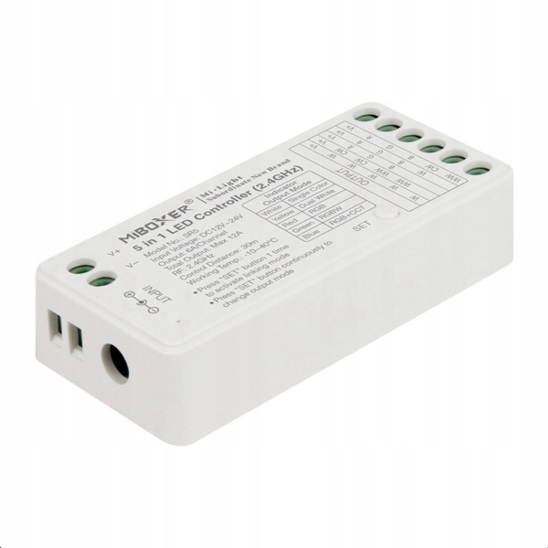 Miboxer 5 in 1 LED controller voor Single Color/Dual White/RGB/RGBW/RGBWW/RGBCCT LED strips 12-24v - SR5