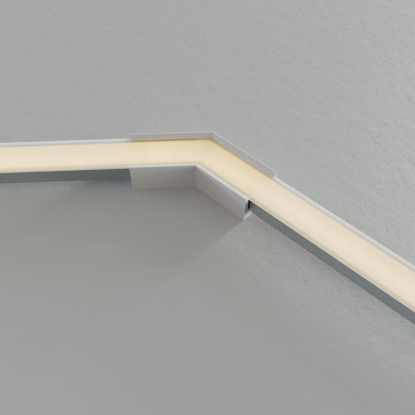 LED profiel verbinders en connectoren - Luksus Hoek verbinder 135 graden voor Wit LED profiel 301WIT