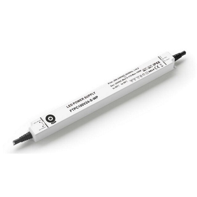 SLIM LED voeding waterdicht 100 watt 24 volt 4,16 Ampère - IP66 - compact - FTPC100V24-S-WP
